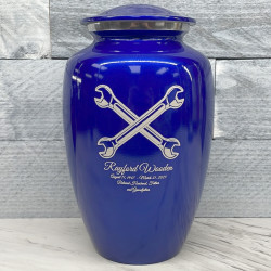 Customer Gallery - Mechanic Wrench Cremation Urn - Midnight Blue