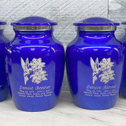 Customer Gallery - Hummingbird Flowers Sharing Urn - Midnight Blue