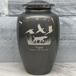Customer Gallery - Hunting Dog Cremation Urn - Gunmetal Gray