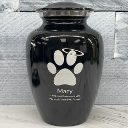 Customer Gallery - Large Angel Paw Pet Cremation Urn - Jet Black