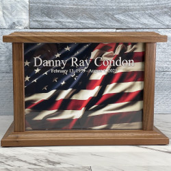 Customer Gallery - American Flag Cremation Urn - Prestige Walnut