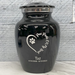 Customer Gallery - Small Paw Prints On My Heart Pet Cremation Urn - Jet Black