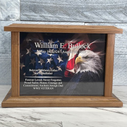 Customer Gallery - American Flag Bald Eagle Cremation Urn - Prestige Walnut