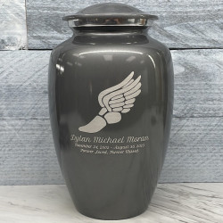 Customer Gallery - Winged Foot Running Cremation Urn - Gunmetal Gray