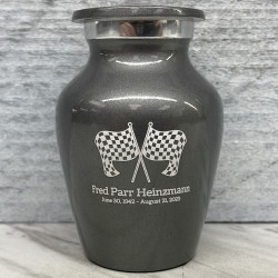 Customer Gallery - Race Checkered Flag Keepsake Urn - Gunmetal Gray