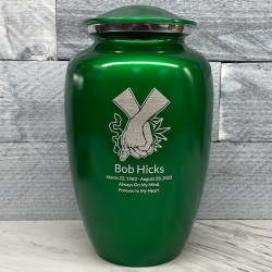 Customer Gallery - Marijuana Holding Hands Cremation Urn - Shamrock Green