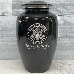 Customer Gallery - Army Cremation Urn - Jet Black