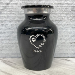 Customer Gallery - Keepsake Paw Prints On My Heart Pet Cremation Urn - Jet Black