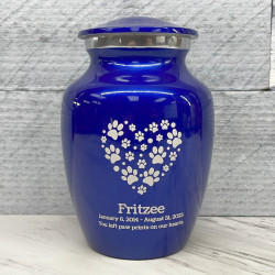 Customer Gallery - Small Pawprint Heart Pet Cremation Urn - Midnight Blue