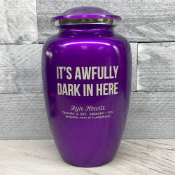 Customer Gallery - It's Awfully Dark In Here Cremation Urn - Purple Luster