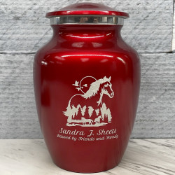 Customer Gallery - Horse Landscape Sharing Urn - Ruby Red