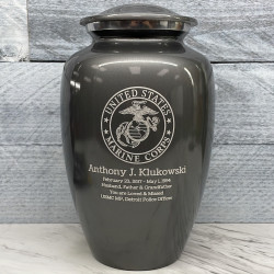 Customer Gallery - Marine Corps Cremation Urn - Gunmetal Gray