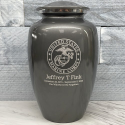 Customer Gallery - Marine Corps Cremation Urn - Gunmetal Gray