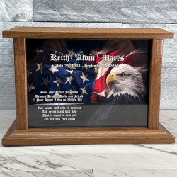 Customer Gallery - American Flag Bald Eagle Cremation Urn - Prestige Walnut