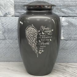 Customer Gallery - Your Wings Were Ready Cremation Urn - Gunmetal Gray