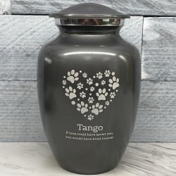 Customer Gallery - Large Pawprint Heart Pet Cremation Urn - Gunmetal Gray