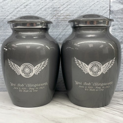Customer Gallery - Winged Wheel Sharing Urn - Gunmetal Gray