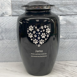 Customer Gallery - Extra Large Pawprint Heart Pet Cremation Urn - Jet Black