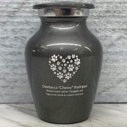 Customer Gallery - Keepsake Pawprint Heart Pet Cremation Urn - Gunmetal Gray