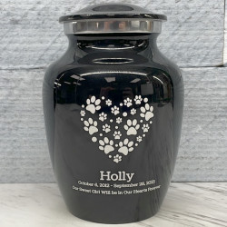 Customer Gallery - Small Pawprint Heart Pet Cremation Urn - Jet Black