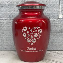 Customer Gallery - Small Pawprint Heart Pet Cremation Urn - Ruby Red