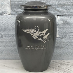 Customer Gallery - Fighter Jet Plane Cremation Urn - Gunmetal Gray