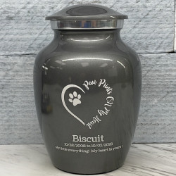 Customer Gallery - Small Paw Prints On My Heart Pet Cremation Urn - Gunmetal Gray