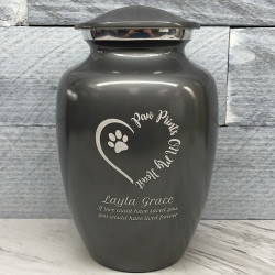 Customer Gallery - Large Paw Prints On My Heart Pet Cremation Urn - Gunmetal Gray