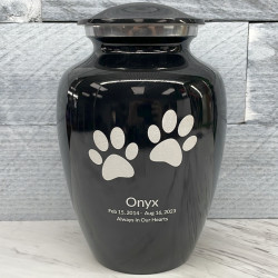 Customer Gallery - Large Pawprints Pet Cremation Urn - Jet Black