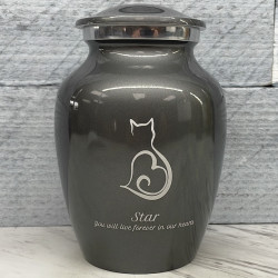Customer Gallery - Cat Silhouette Cremation Urn - Gunmetal Gray