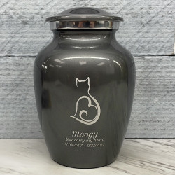 Customer Gallery - Cat Silhouette Cremation Urn - Gunmetal Gray