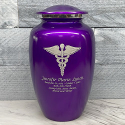 Customer Gallery - Caduceus Cremation Urn - Purple Luster