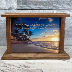 Customer Gallery - Beach Sunset Cremation Urn - Prestige Walnut