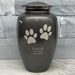 Customer Gallery - Extra Large Paw Prints Pet Cremation Urn - Gunmetal Gray