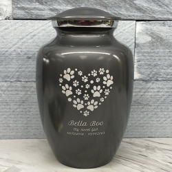 Customer Gallery - Large Pawprint Heart Pet Cremation Urn - Gunmetal Gray