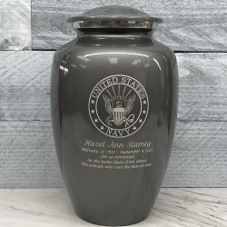 Customer Gallery - Navy Cremation Urn - Gunmetal Gray