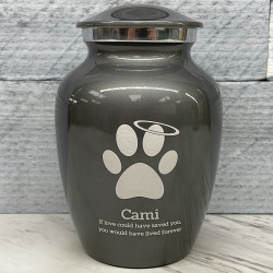Customer Gallery - Small Angel Paw Pet Cremation Urn - Gunmetal Gray