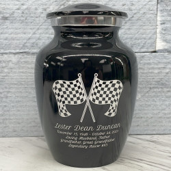 Customer Gallery - Race Checkered Flag Sharing Urn - Jet Black