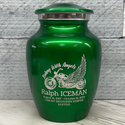 Customer Gallery - Riding with Angels Motorcycle Sharing Urn - Shamrock Green