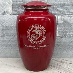 Customer Gallery - Marine Corps Cremation Urn - Ruby Red