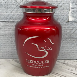 Customer Gallery - Sleeping Cat Cremation Urn - Ruby Red