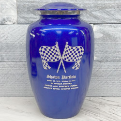 Customer Gallery - Race Checkered Flag Cremation Urn - Midnight Blue