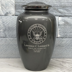 Customer Gallery - Navy Cremation Urn - Gunmetal Gray