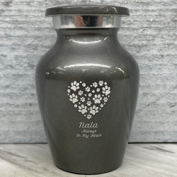 Customer Gallery - Keepsake Pawprint Heart Pet Cremation Urn - Gunmetal Gray