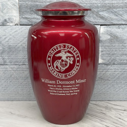 Customer Gallery - Marine Corps Cremation Urn - Ruby Red
