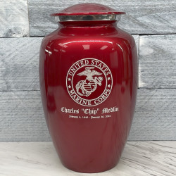 Customer Gallery - Marine Corps Cremation Urn - Ruby Red