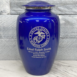 Customer Gallery - Marine Corps Cremation Urn - Midnight Blue