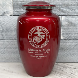 Customer Gallery - Marine Corps Cremation Urn - Ruby Red