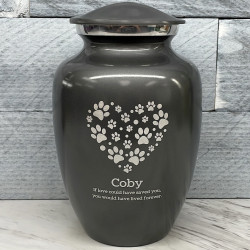 Customer Gallery - Large Pawprint Heart Pet Cremation Urn - Gunmetal Gray