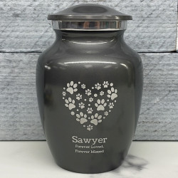 Customer Gallery - Small Pawprint Heart Pet Cremation Urn - Gunmetal Gray